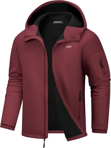 Miniatura 13 de WULFUL Chaqueta ligera Softshell para hombre, con forro polar, rompevientos, impermeable, suave, para senderismo al aire libre