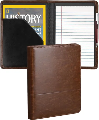 Miniatura 12 de Gorbado Carpeta para portafolio o cartera, mini carpeta de 5 x 8 pulgadas, bloc de escritura legal, carpeta organizadora de documentos A5 para Negro