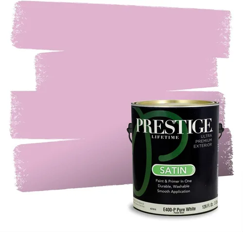 Miniatura 574 de Prestige Paints Pintura exterior e imprimación en uno, 1 galón, plano, coincidencia comparable de Valspar* Amber Rose*