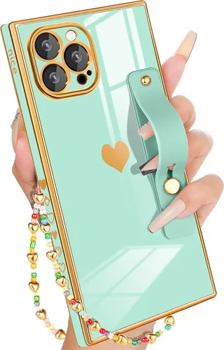 Miniatura 27 de Petitian Funda para iPhone 13 Pro Max con Soporte/Cordón, Lujosa y Linda para Mujeres y Niñas con Corazón Electrochapado, Fundas de Teléfono de Negro