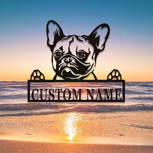 Miniatura 5 de Letrero personalizado de bulldog francés – Letrero personalizado para perro, arte de pared de metal, regalo conmemorativo para amantes