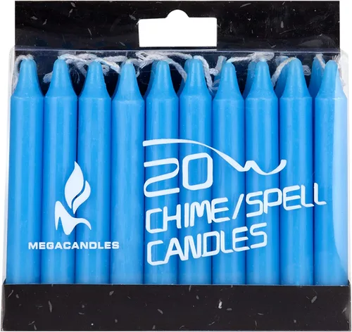 Miniatura 3 de Mega Candles 20 piezas Velas Cónicas Mini Exquisitas de Conjuros Azul Claro Sin Aroma, 4 Pulgadas de Alto x 1/2 Pulgada de Diámetro, Campanillas