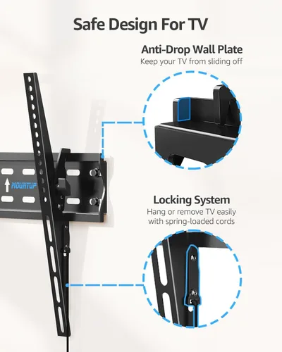 Miniatura 5 de MOUNTUP Soporte de pared para TV, soporte de TV inclinable para la mayoría de televisores planos/curvos LED LCD OLED de 26 a 60 pulgadas, perfil