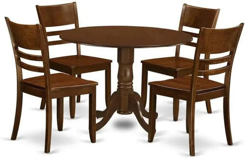 East West Furniture DLLY5-ESP-W - Juego de cocina de 5 piezas que incluye una mesa redonda con gotas y 4 sillas de comedor, 42 x 42 pulgadas, color