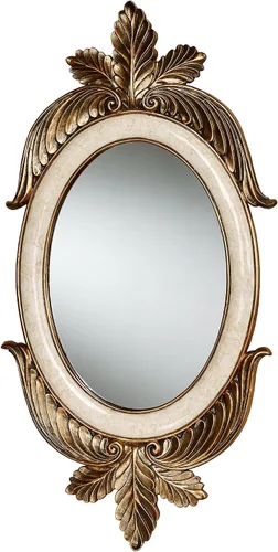 Touch of Class Ashfield - Espejo de pared de hoja de acanto | Oro envejecido, beige | Estética victoriana | Espejos de estilo vintage antiguo para