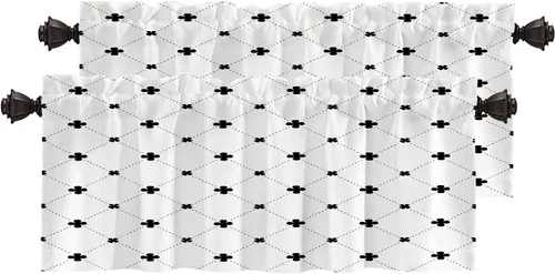 Miniatura 61 de Cortinas opacas de poliéster multicapa para cafetería, con diseño de diamantes, 2 unidades, 26 x 24 pulgadas