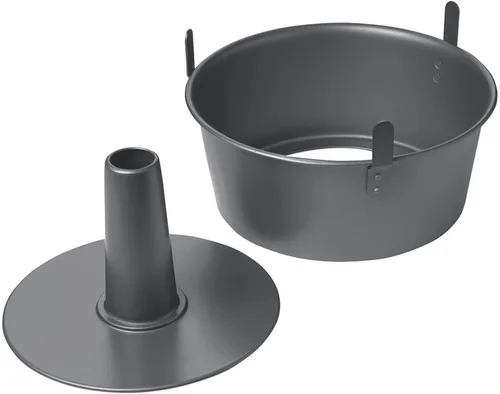 Chicago Metallic Molde para Pastel Angel Food con Pies de Enfriamiento, Molde de Tubo Antiadherente de 2 Piezas, Acero al Carbono de 9.5 Pulgadas,