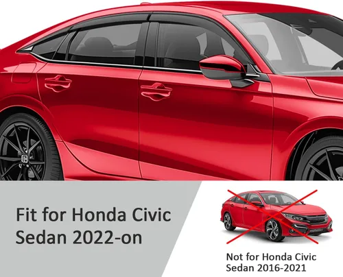 Miniatura 5 de Voron Glass - Protectores de lluvia adhesivos extra duraderos para Honda Civic 2022-2026 Sedan, deflectores de ventana, viseras de ventilación, 6