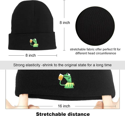 Miniatura 4 de Winter Kermit The Frog Beber - Gorro de punto grueso de gran tamaño unisex con puños