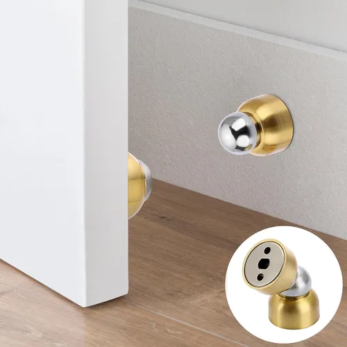 Miniatura 2 de Sumnacon 2 mini topes de puerta de acero inoxidable, potente tope magnético de puerta con tornillos, soporte de puerta resistente para dormitorio