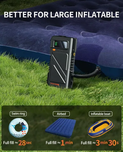 Miniatura 4 de Arrancador de 8000A con inflador de aire y compresor de desinflado, paquete de potencia portátil de 9 en 1 de 12V para todos los motores