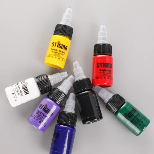 Miniatura 7 de STIGMA Juego de tinta de tatuaje profesional de 7 colores con 0.5 fl oz 1/2 oz por botella de tinta de tatuaje para artistas de tatuaje