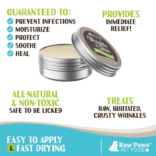 Miniatura 4 de Raw Paws Bálsamo antiarrugas y piel – Tamaño extra – (4 onzas) – Bálsamo antiarrugas seguro para las lamidas para perros, pasta para bulldogs