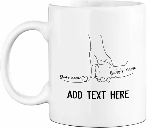 Miniatura 8 de Marco de fotos personalizado para niños, taza de café de regalo para papá y papá, taza de café blanca con texto en inglés "Dad We Love You", taza
