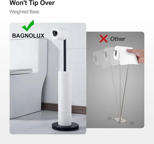 Miniatura 2 de BAGNOLUX Soporte para papel higiénico de baño con reserva, soporte de papel higiénico de acero inoxidable SUS304 resistente a la oxidación, soporte