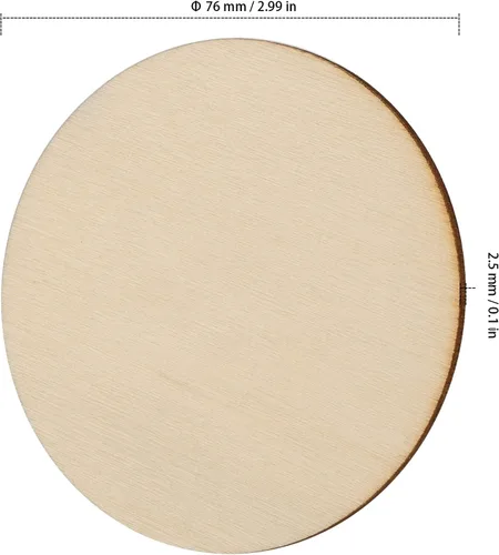 Miniatura 2 de 200 discos de madera de 3 pulgadas para manualidades, piezas circulares de madera, círculos de madera redondos sin terminar para manualidades