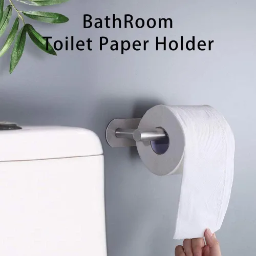 Miniatura 7 de DGWHYC Portarrollos de papel higiénico de 3M sin necesidad de taladrar para baño y lavabo, SUS304 de acero inoxidable níquel cepillado (plata)