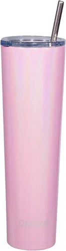Miniatura 6 de Ezprogear 34oz-P1 - Vaso delgado de acero inoxidable con tapa y popote (34 onzas, negro/oro rosa)