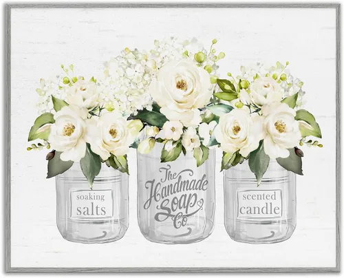 Miniatura 34 de Stupell Industries Ramos florales antiguos en frascos, arte giclée enmarcado, blanco, 20 x 16 pulgadas, fácil de colgar y resistente, fabricado