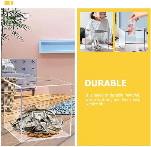 Miniatura 2 de Alcancía transparente, acrílico transparente, monedas simples para ahorrar dinero en efectivo caja para Año Nuevo