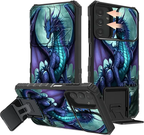 Miniatura 9 de Rossy Funda para Samsung Galaxy S22 Ultra para Samsung S22 Ultra con cubierta deslizante para cámara con función atril, funda híbrida de doble capa
