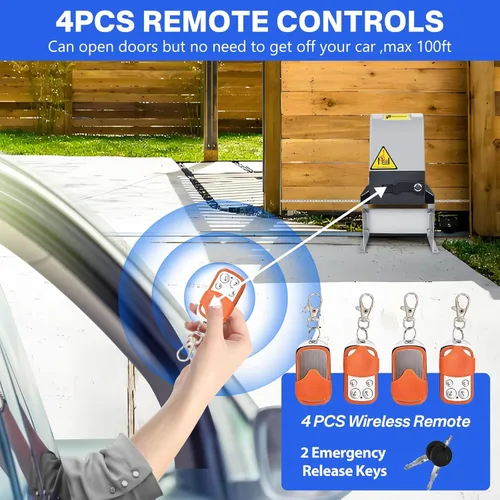 Miniatura 4 de Abridor automático de puerta corredera de 3300 libras y 550 W, control por aplicación con 4 controles remotos, kit remoto automático de motor