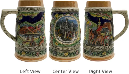 Miniatura 4 de OktoberfestHaus Bier Krug - Tazas de cerveza para hombre, jarra de cerámica con el castillo de Ludwig de Alemania, regalo para amantes