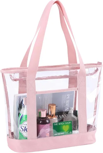 Miniatura 11 de Bolso transparente BORMELUN, con asa de cremallera para el trabajo, plástico transparente para mujer