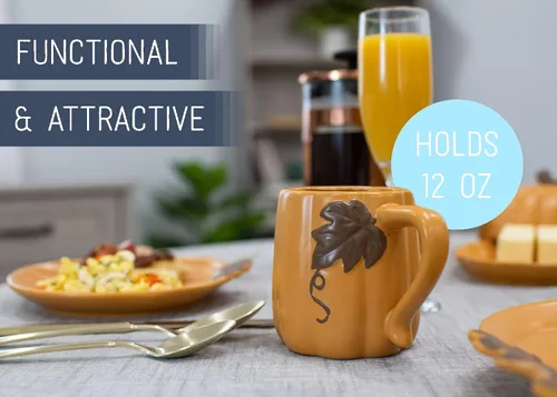 Miniatura 4 de Nat & Jules - Tazas de café de cerámica con forma de calabaza de 12 onzas: perfectas para Halloween, Acción de Gracias y colecciones de cocina