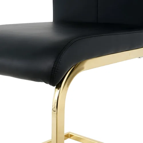 Miniatura 9 de Juego de 2 sillas de comedor, modernas sillas de cocina con respaldo alto con patas de metal y asiento acolchado de piel sintética, sillas