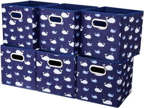 Miniatura 8 de Contenedores de almacenamiento de cubo plegable Cajas de almacenamiento de tela con inserciones de chevron Cajas de almacenamiento de tela plegables