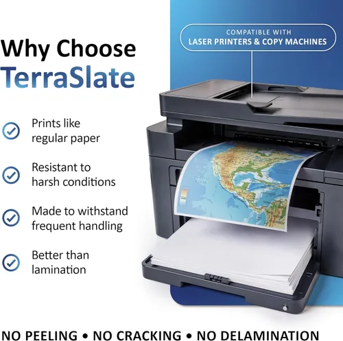 Miniatura 4 de TerraSlate Papel Impermeable, 5 MIL 8.5" x 11", Compatible con Impresora Láser y Máquina Copiadora, Papel de Copia Duradero y Resistente a