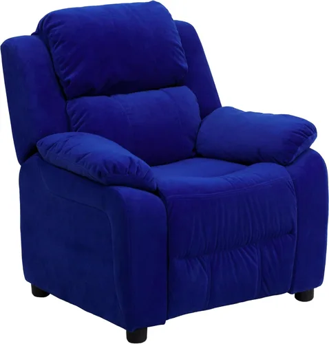 Miniatura 24 de Flash Furniture, sillón reclinable de lujo, muy acolchado, de vinilo color beige, con apoyabrazos con compartimento de almacenamiento, para niños