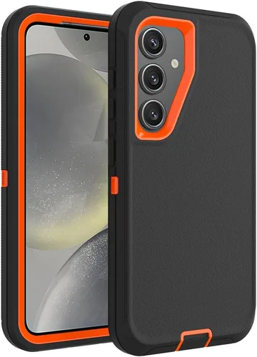 Miniatura 19 de Funda para Galaxy S21, Funda Resistente de Grado Militar Resistente a los Golpes y a Prueba de Caídas para Samsung Galaxy S21, Negro+Naranja Negro