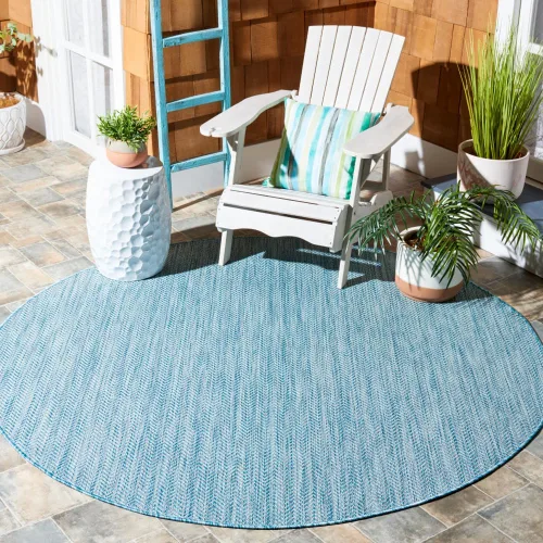 Miniatura 59 de SAFAVIEH Alfombra Lavable para Exteriores Colección Courtyard - Pasillo de 2'3" x 6'7", Azul Marino y Gris, No Desprende Pelusa y Fácil Limpieza