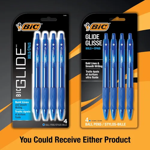 Miniatura 4 de BIC Glide Bolígrafos de punta gruesa azul, punta gruesa (1.6 mm), paquete de 4 unidades, bolígrafos retráctiles de punta redonda con cómodo agarre