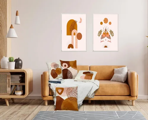 Miniatura 3 de Juego de 4 fundas de almohada abstractas de color naranja quemado de 20 x 20 pulgadas, fundas de almohada geométricas bohemias decorativas