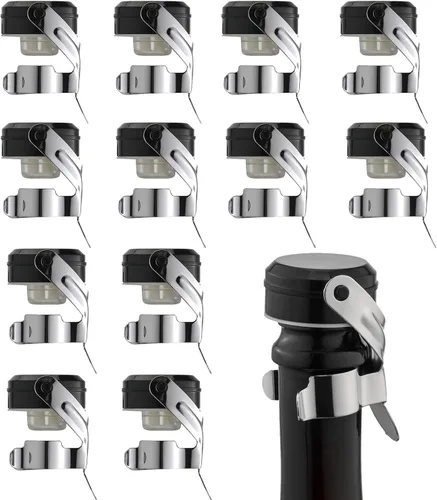 Miniatura 13 de WOTOR Tapones para botella de vino y champán de acero inoxidable con silicona de grado alimenticio, a prueba de fugas, se mantienen frescos, Negro