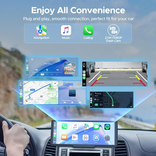 Miniatura 2 de Topexplore Pantalla Carplay de 9.26 pulgadas para automóvil con cámara de tablero de 2.5K y cámara de respaldo de 1080P, pantalla portátil