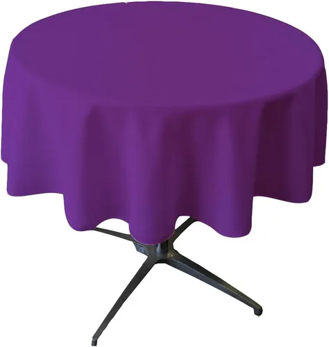 Miniatura 130 de LA Linen - Mantel redondo lavable de popelina de poliéster, resistente a manchas y arrugas, 51", mantel de tela para comedor, cocina, fiesta, Negro