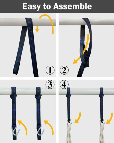 Miniatura 5 de Halalona Silla hamaca colgante de cuerda con 2 cojines y kits de herramientas, resistente y duradero, suave algodón tejido a mano, silla colgante