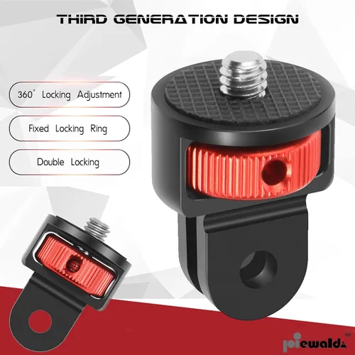 Miniatura 5 de Niewalda Adaptador de trípode de aluminio, 1 adaptador de conversión de ¼ a 20, compatible con cámaras de acción GoPro, Insta360 X3/Sjcam/cámara