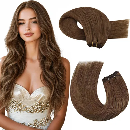 Miniatura 48 de Moresoo - Extensiones de cabello humano real cosidas, Remy, lacio, doble trama, color negro jet, 14 pulgadas, 3.53 onzas