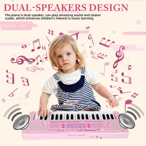 Miniatura 2 de Teclado de piano para niños, teclado de 37 teclas, juguetes musicales con micrófono, altavoz dual, juguetes de piano, regalos de cumpleaños