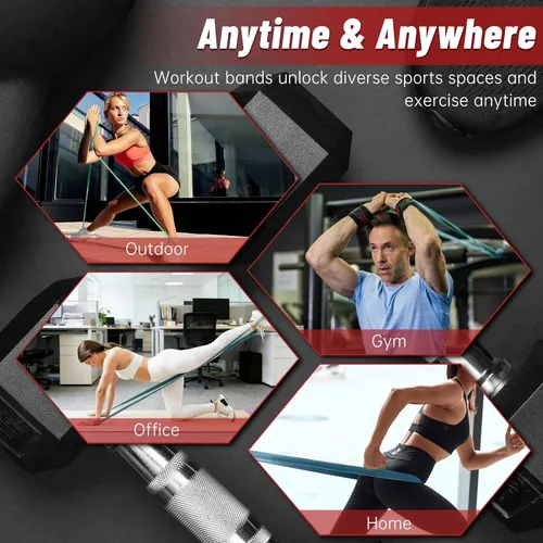 Miniatura 5 de Bandas de resistencia para entrenamiento, bandas de asistencia de 4 niveles, bandas de ejercicio para mujeres y hombres, bandas de entrenamiento