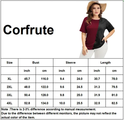 Miniatura 7 de Camisetas de talla grande para mujer, con botones de contraste, blusas casuales de verano, camisas de manga con puños