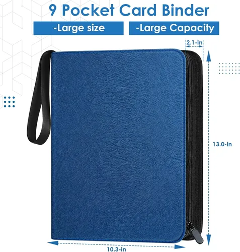 Miniatura 2 de Carpeta para tarjetas de 900 bolsillos, 9 bolsillos para tarjetas de intercambio duradero, protectores de tarjetas de béisbol para MTG, TCG, Azul