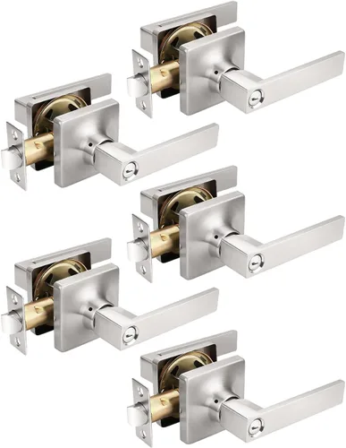 Miniatura 26 de Mengico Paquete de 1 manija de puerta de paso interior negro mate, mango resistente sin bloqueo para puertas de armario y pasillo, reversible