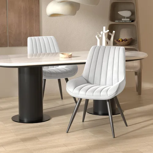 Miniatura 12 de Nalupatio Juego de 2 sillas de comedor modernas, cómodas sillas de comedor con cojines gruesos, sillas laterales tapizadas de tela con patas de Negro