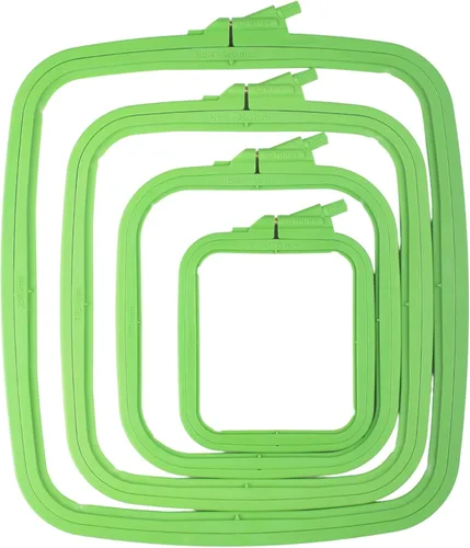 Miniatura 33 de Nurge 5 aros cuadrados grandes de plástico para bordar, aro de costura cruzada, aro de aguja perforadora, multicolor